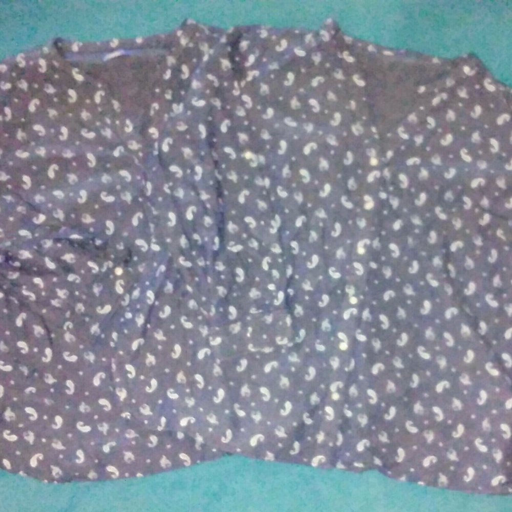 Long sleeve button down paisley shirt